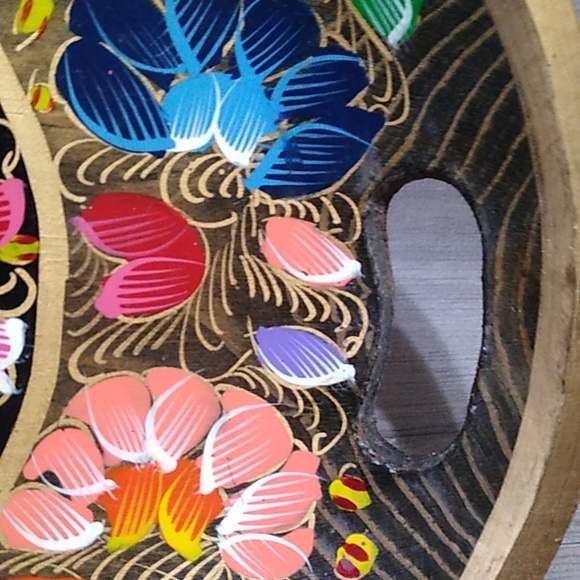 Vintage wooden trinket tray Mexican or Boho style - Picture 4 of 8